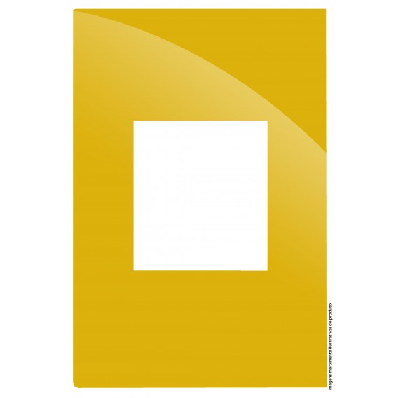 Placa 2 Módulos Juntos com Suporte 4x2 - RECTA MOSTARDA GLOSS Placa 2 Módulos Juntos com Suporte 4x2 - RECTA MOSTARDA GLOSS